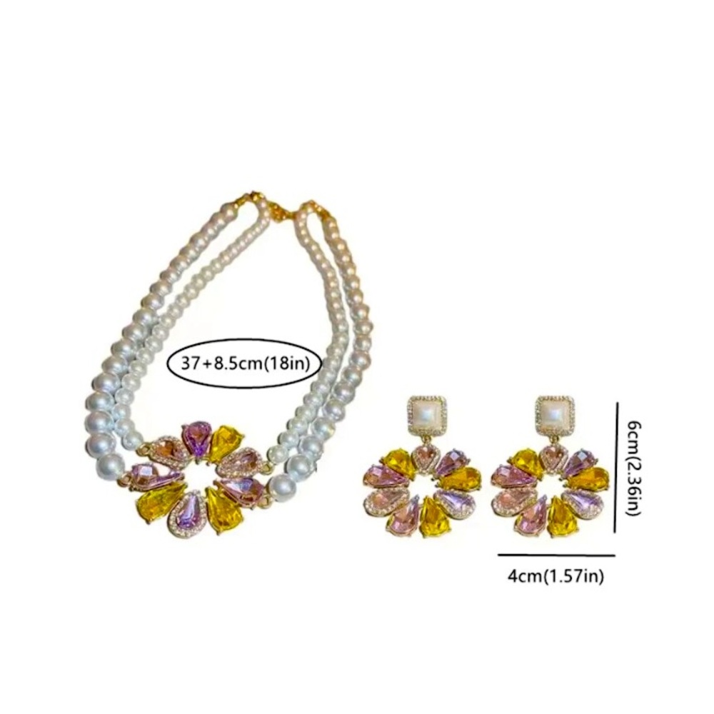 🌟 Set Pearl Earrings Flower Colorful - Picture 5 of 5
